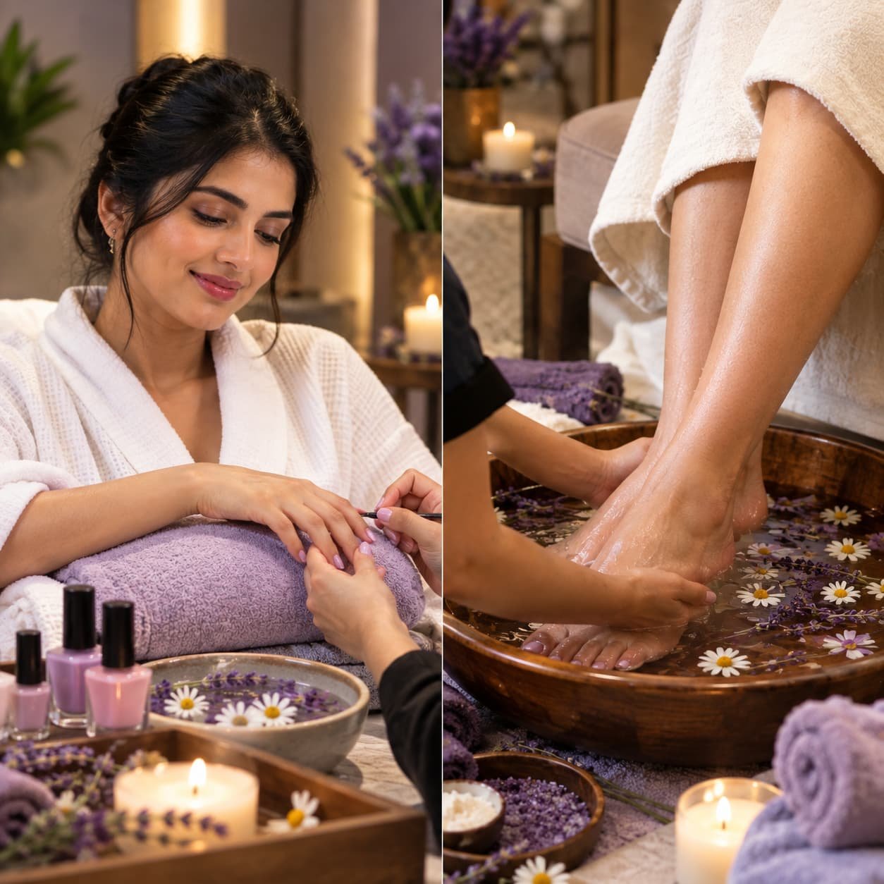 Lavender and Chamomile manicure and pedicure in Kovilambakkam